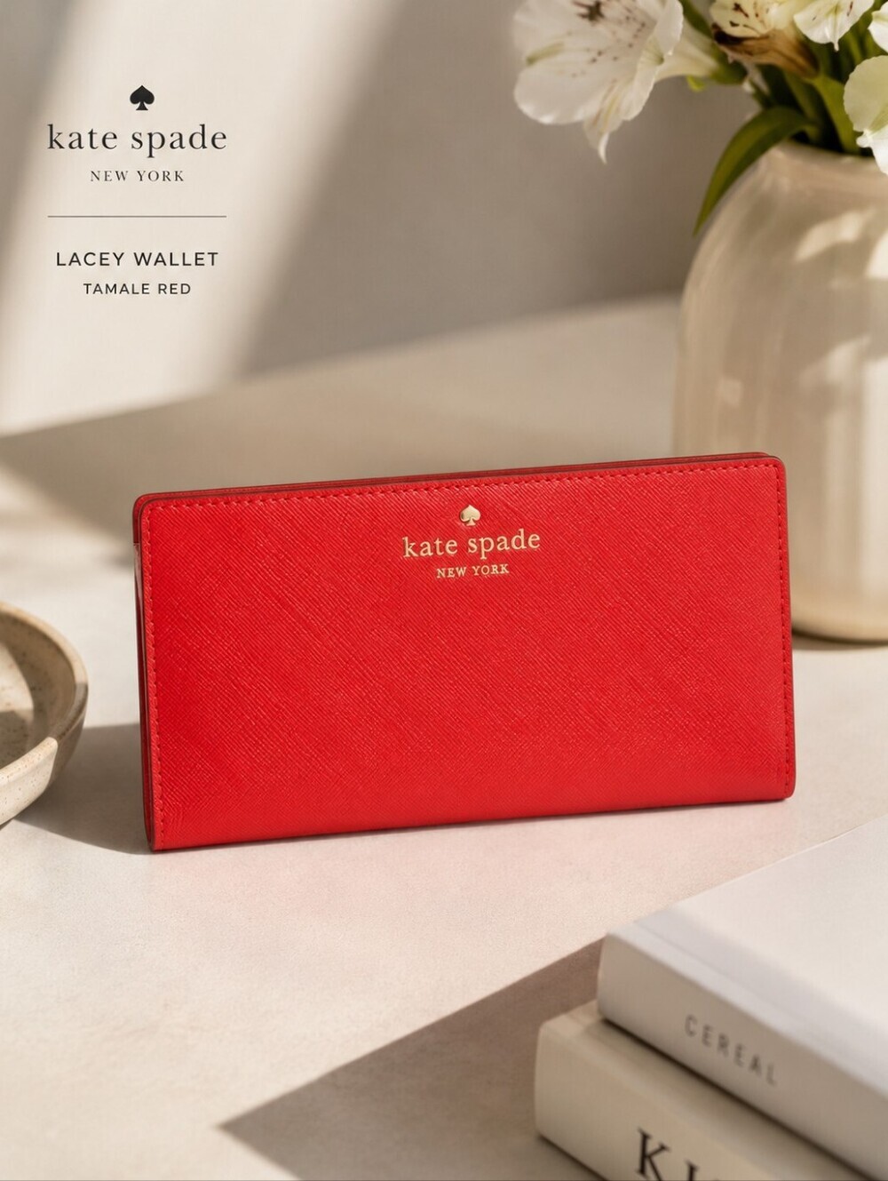 Kate Spade Lacey Mikas Pond Leather Wallet Tamale Red